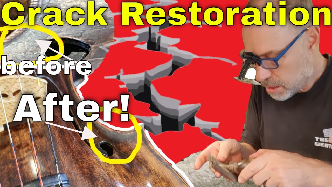 230 Year old Violin Restoration (Transformation) -  F-hole Crack!!