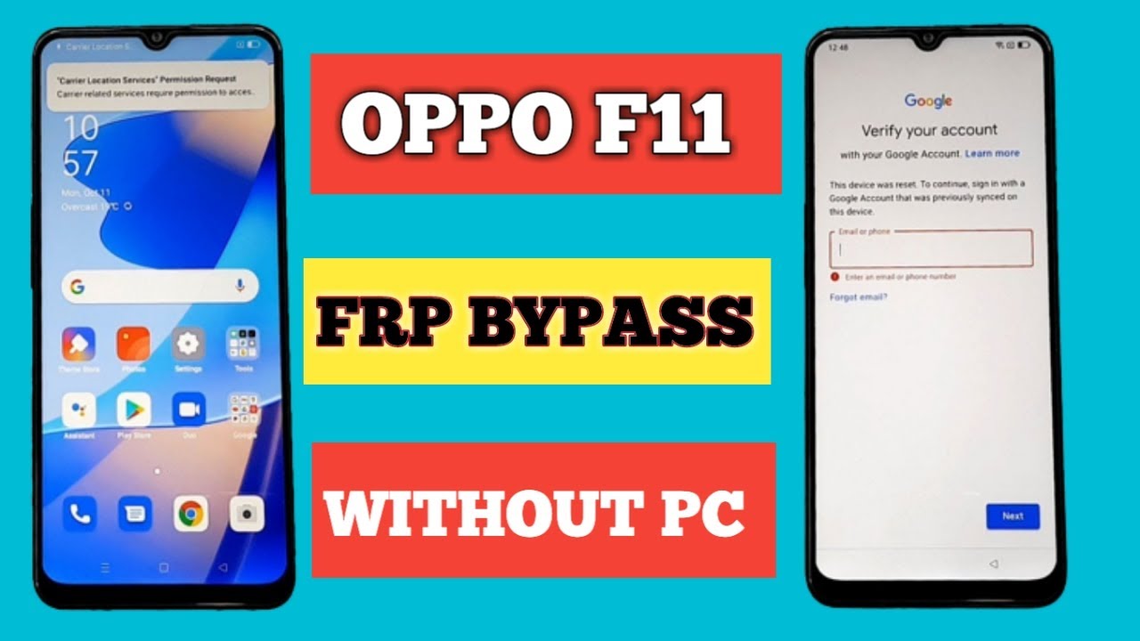 Oppo F11 F11 Pro Android 11 frp bypass Without PC || CPH1911 Google Account Remove 2023