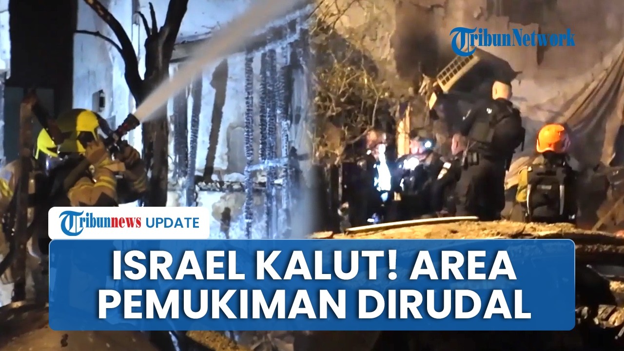 Israel Kalut, Rudal Hantam Pemukiman, Bangunan dan Mobil Hangus, Warga Berlarian Masuk Bungker