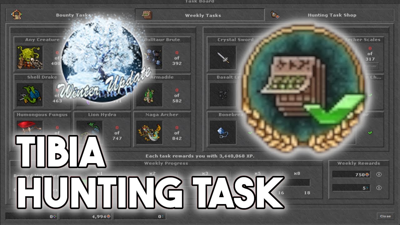 [PL] Tibia News - Pierwsze Wrażenie na NOWE HUNTING TASKI! (Winter Update 2025)