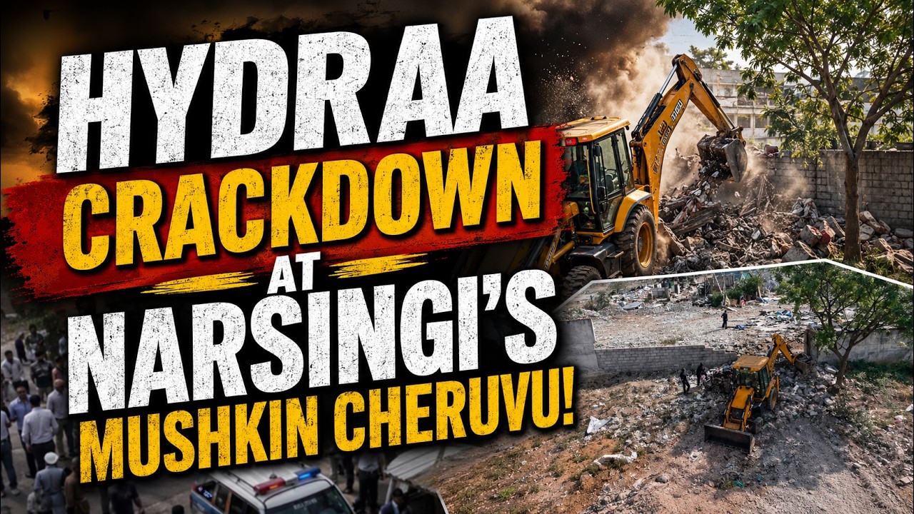 HYDRAA Launches Demolition Drive At Mushkin Cheruvu Lake Encroachments Near Narsingi