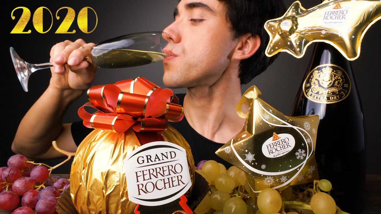 Drinking A Whole BOTTLE OF CHAMPAGNE & Eating GIANT FERRERO ROCHER CHOCOLATE | McBang ASMR