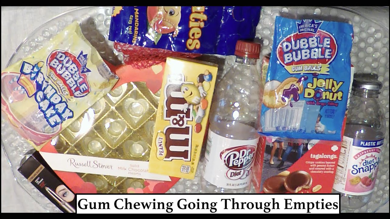 ASMR Gum Chewing Going Through Empties | Close Whisper | Tascam
