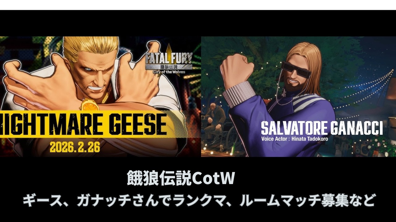 【steam版 餓狼伝説CotW】ガナッチさんでトレモ、ランクマ、ルームマッチ募集など【steam live】2026.03.05 AM
