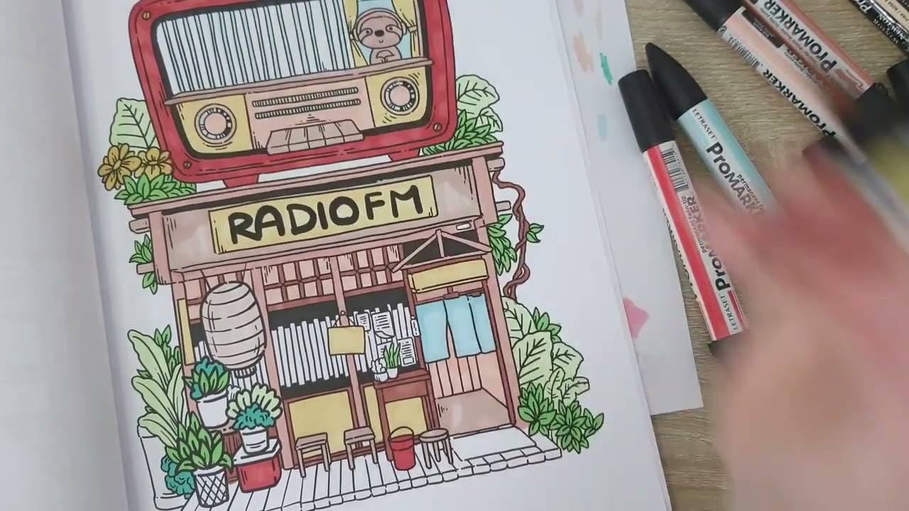 Relaxed Colouring in Session with Lanie Dao's Adorable Town Colouring Book 😌
