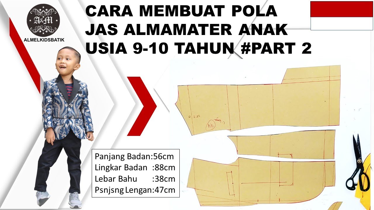 CARA MEMBUAT POLA JAS ALMAMATER ANAK USIA 9 TAHUN BUAT PEMULA-part 2