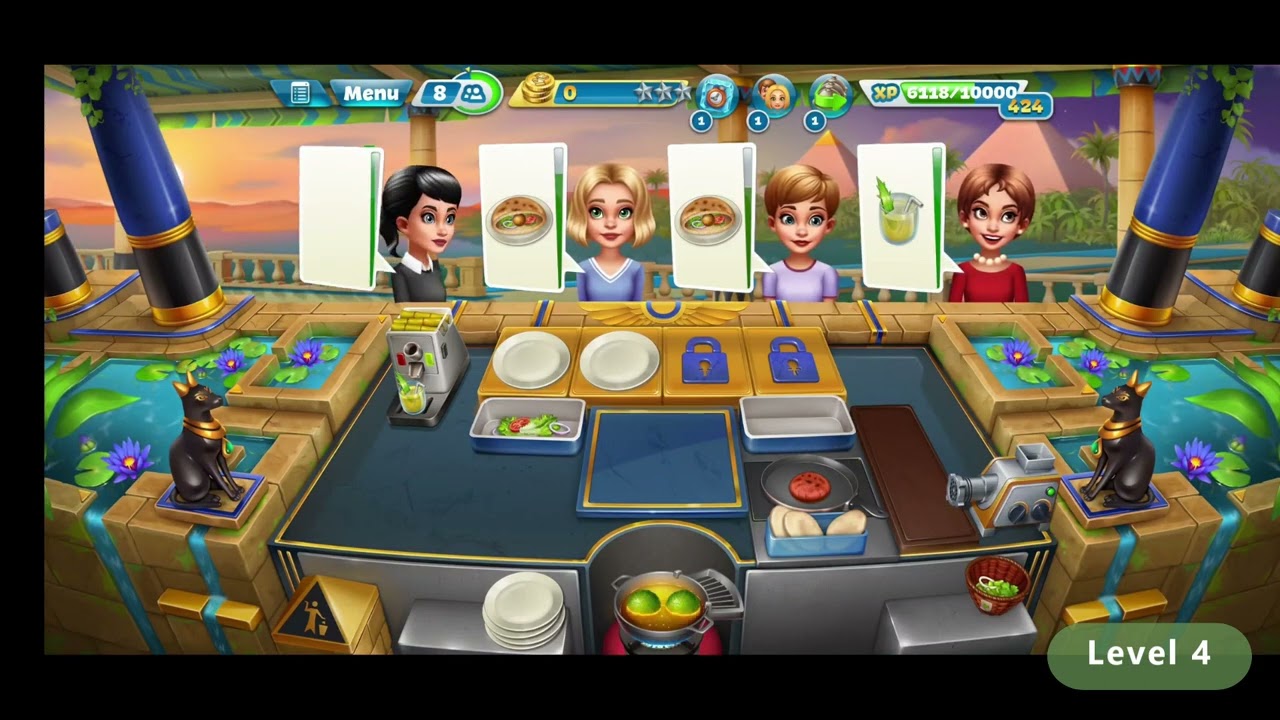 [Limited gems used][Tutorial and upgrade info] Cooking Fever| The Lost Oasis | Level 1-10 | 3 stars