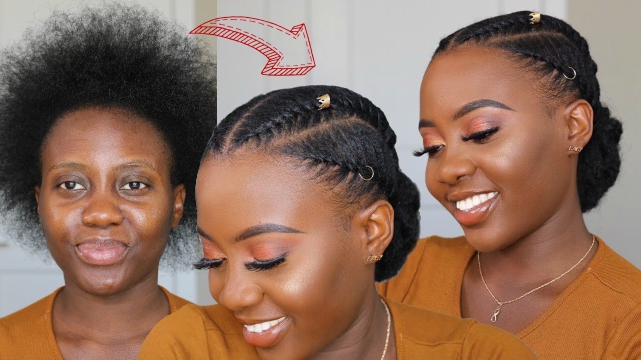FLAT TWIST MADE EASY! Needle and Yarn Thread Flat Twist w/ Low Bun | Protective Style Hair Tutorial