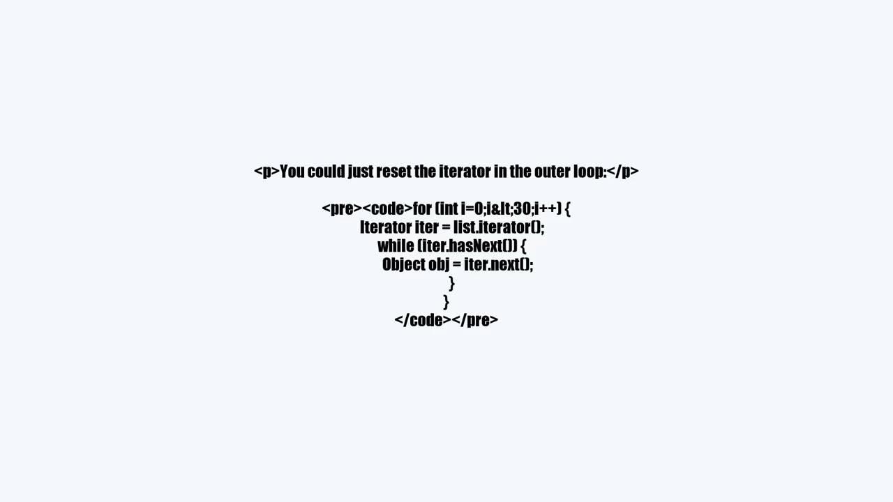 Iteration loop inside another loop