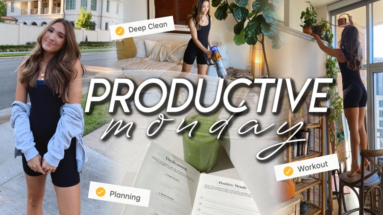 PRODUCTIVE MONDAY | working out, deep clean, plan for a new month, & cooking healthy turkey chili!
