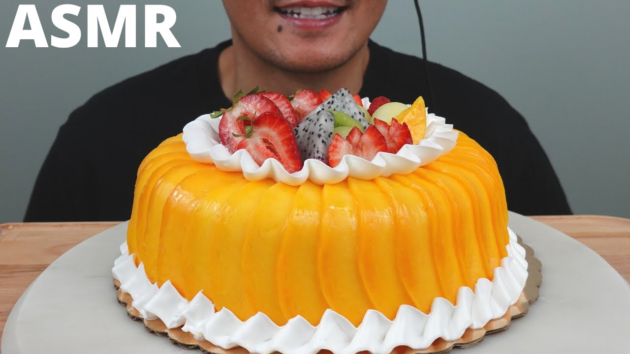 ASMR | Fresh Mango Cream Cake | The Hangry Mole