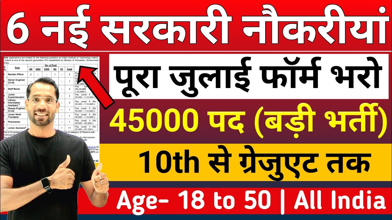 जुलाई की 6 नई सरकारी नौकरीयां | New Vacancy 2025 July Top 6 Sarkari Naukari | Government Jobs 2025
