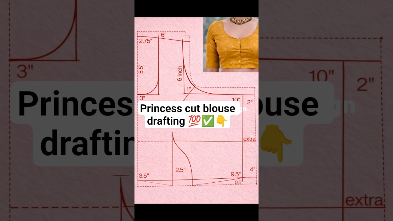 princess cut blouse drafting ✨💯✅🤩 #blouse #blousecutting #viral #blousedesign #shorts #viralvideo