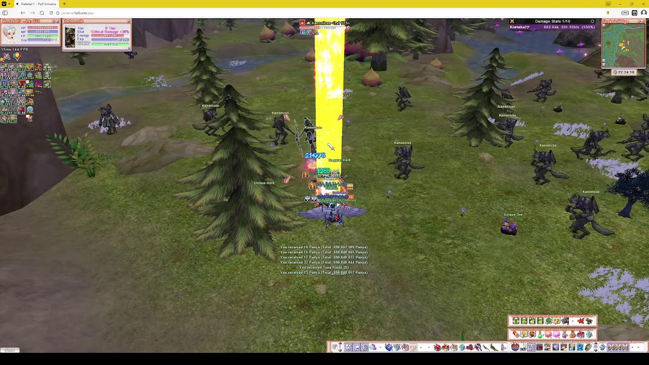 Flyff Universe - Mia Server - 1v1 Slayer lv 173 Grind mode