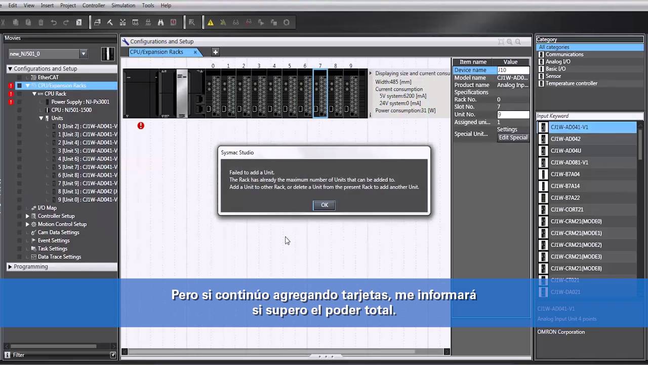 Cómo configurar las I/O locales en un controlador NJ con Omron Sysmac Studio