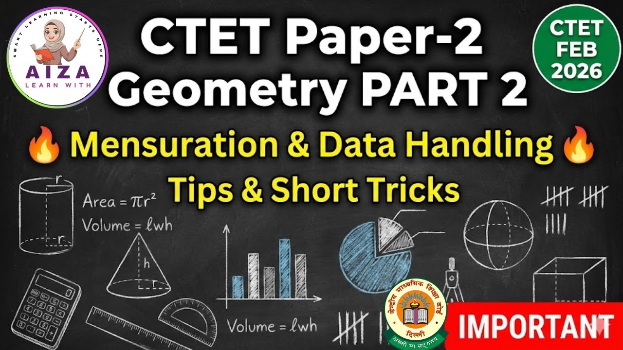 #64|CTET Paper-2 |Geometry| PART 2| Mensuration & Data Handling |Tips + Short TRICKS | #ctet
