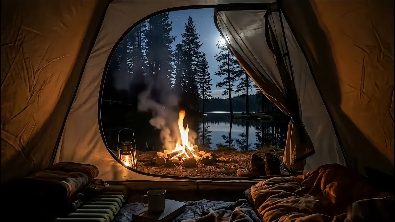 Campfire in the Forest 🌙 10 Hours of Peaceful Night Ambience.