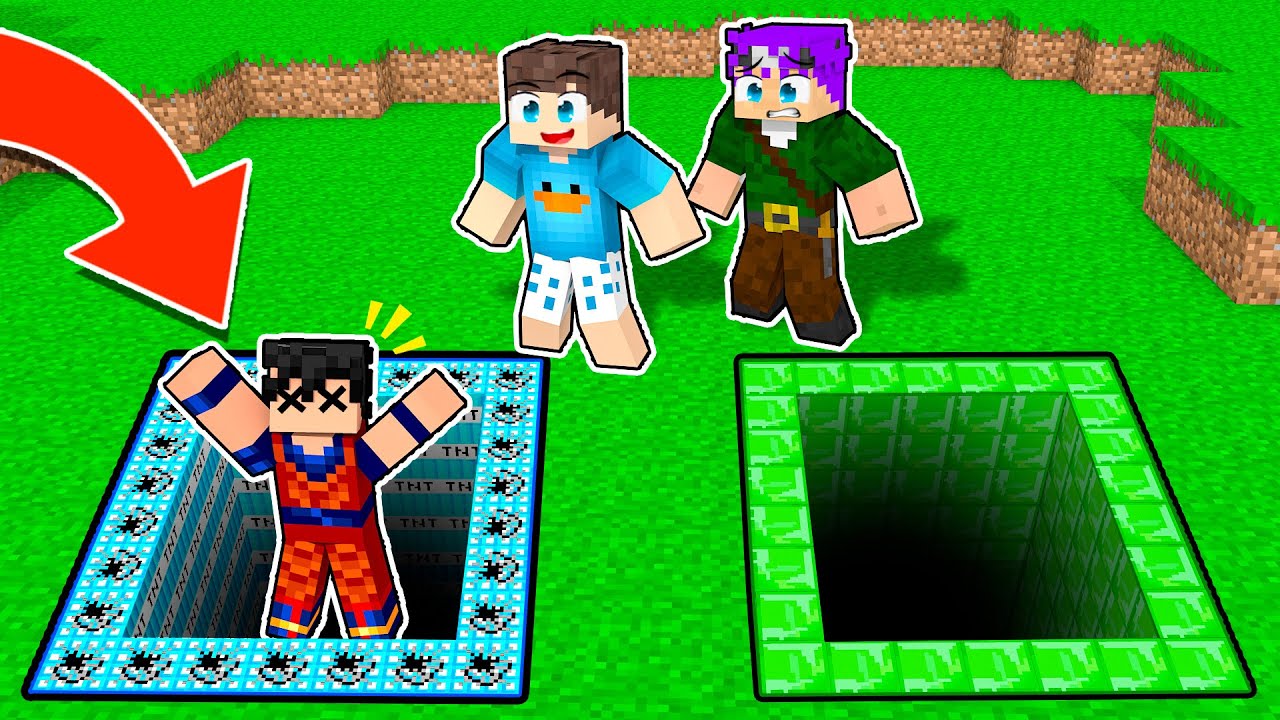 NÃO ESCOLHA O BURACO ERRADO NO MINECRAFT!! TNT AZUL VS ESMERALDA!!