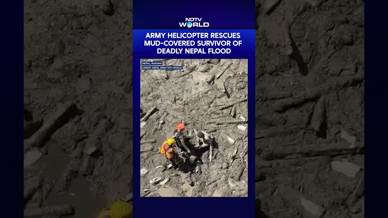 Helicopter Rescues Mud-covered Survivor As Hundreds Remain Missing After Nepal Border Flood