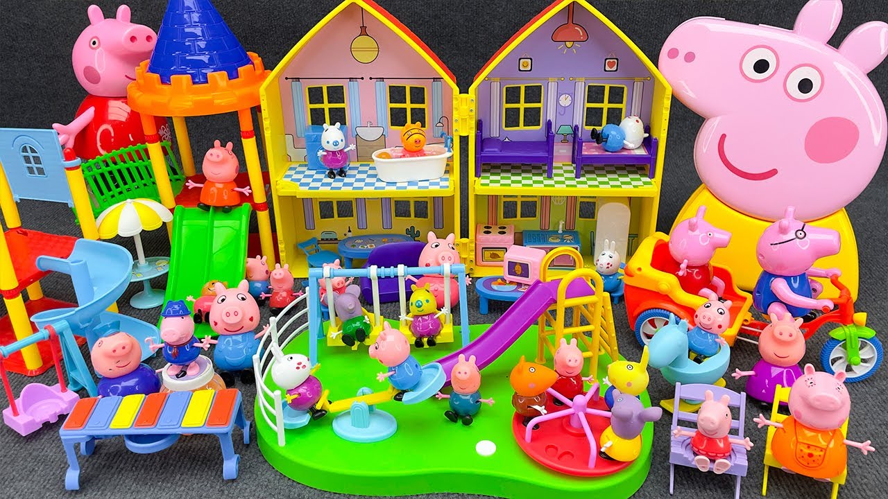 Conjunto de Brinquedos ASMR Peppa Pig Super Playground Mundo🌈 Satisfying With  Unboxing ✨ Boom ASMR