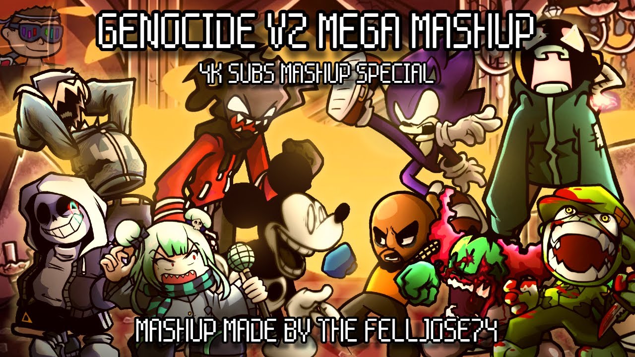 Shattered Melodies / Genocide v2 x 10 SONGS! [FNF GENOCIDE v2 MEGA MIX] 4K SUBS SPECIAL