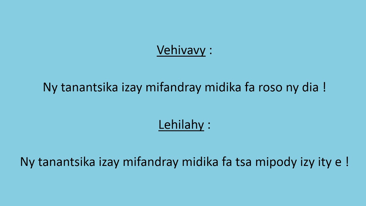 NY TANANTSIKA IZAY MIFANDRAY