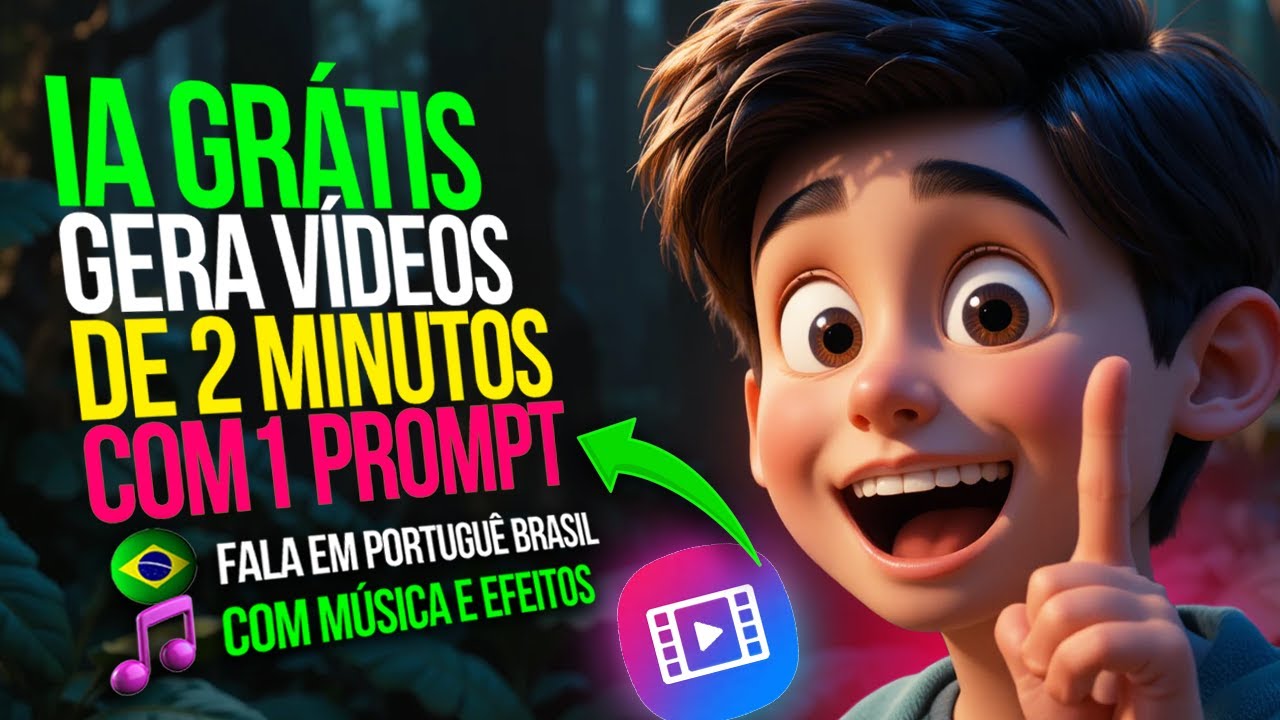 COM 1 PROMPT IA 100% GRÁTIS GERA VÍDEOS LONGOS COM FALA E MÚSICA