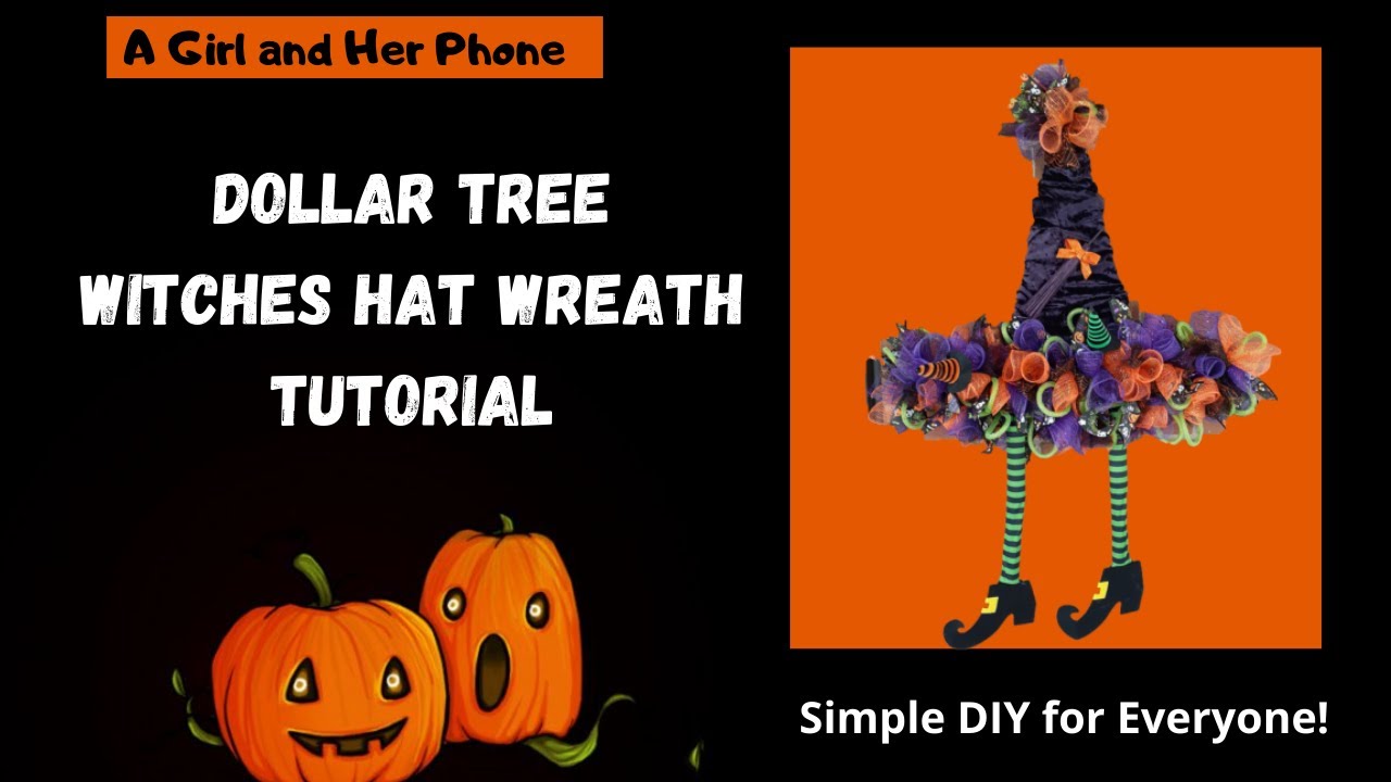 DOLLAR TREE WITCH HAT WREATH TUTORIAL | SIMPLE DIY FOR EVERYONE