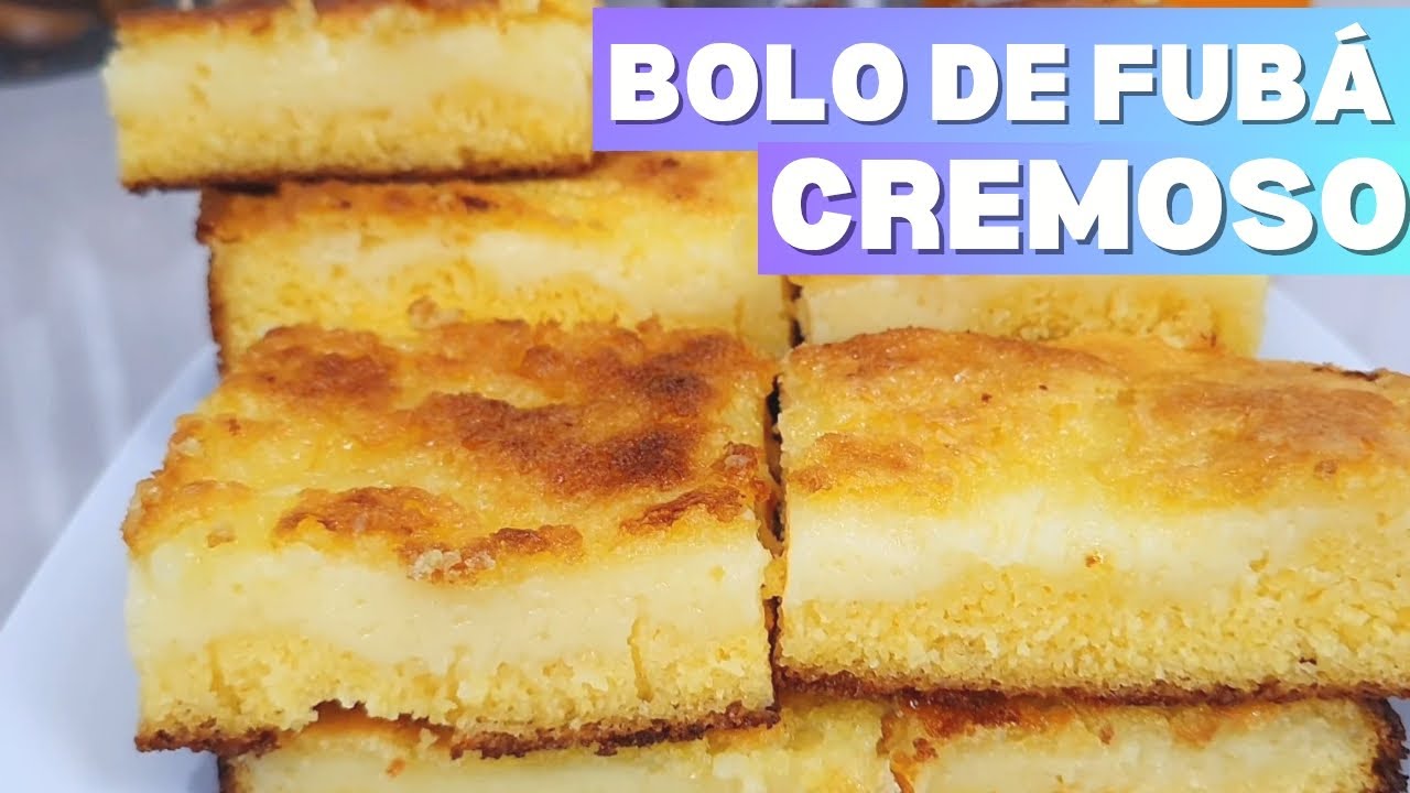 COMO FAZER BOLO DE FUBÁ CREMOSO - UMA PARTE BOLO E OUTRA PARTE CREME