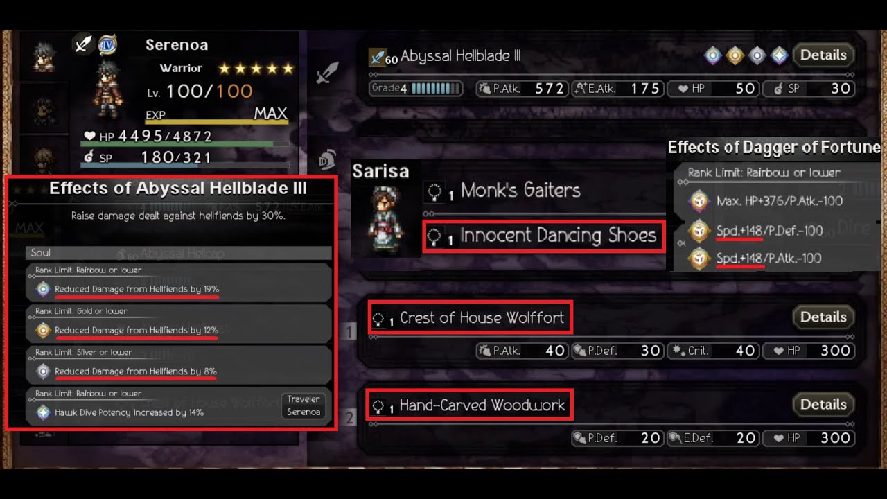 Octopath COTC GEP Why Serenoa is the Ultimate Tank in Hell (read description - HC100 Duo as example)