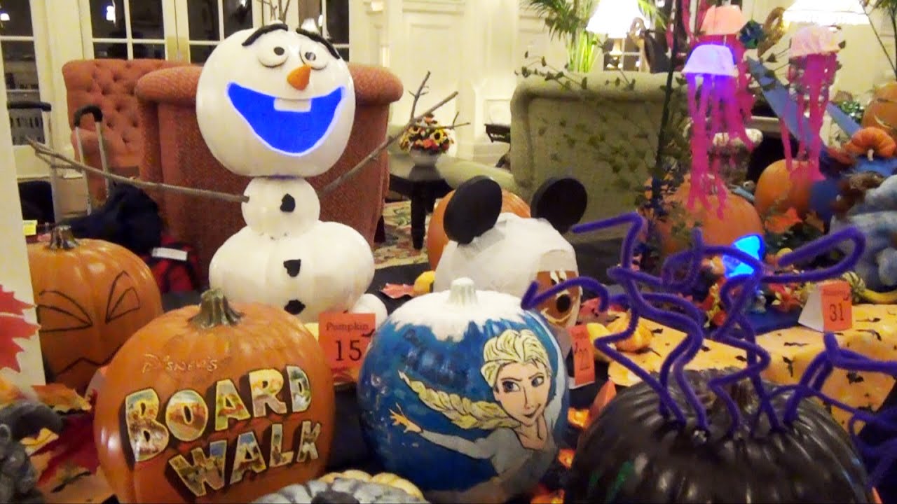 Halloween Cast Member Pumpkin Decorating at Disney's Boardwalk Resort Including Olaf, Elsa, Baymax