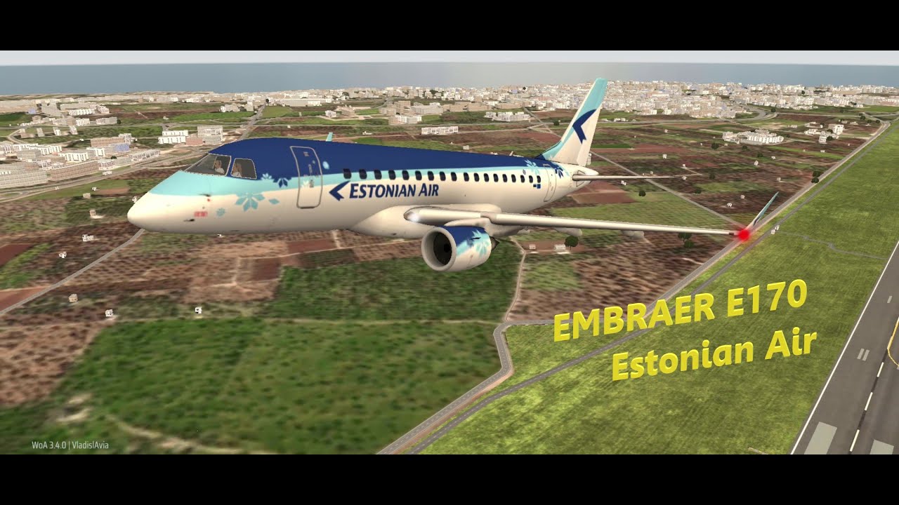 EMBRAER E170 in the original Estonian Air livery, Tallinn, Estonia at Bari Airport