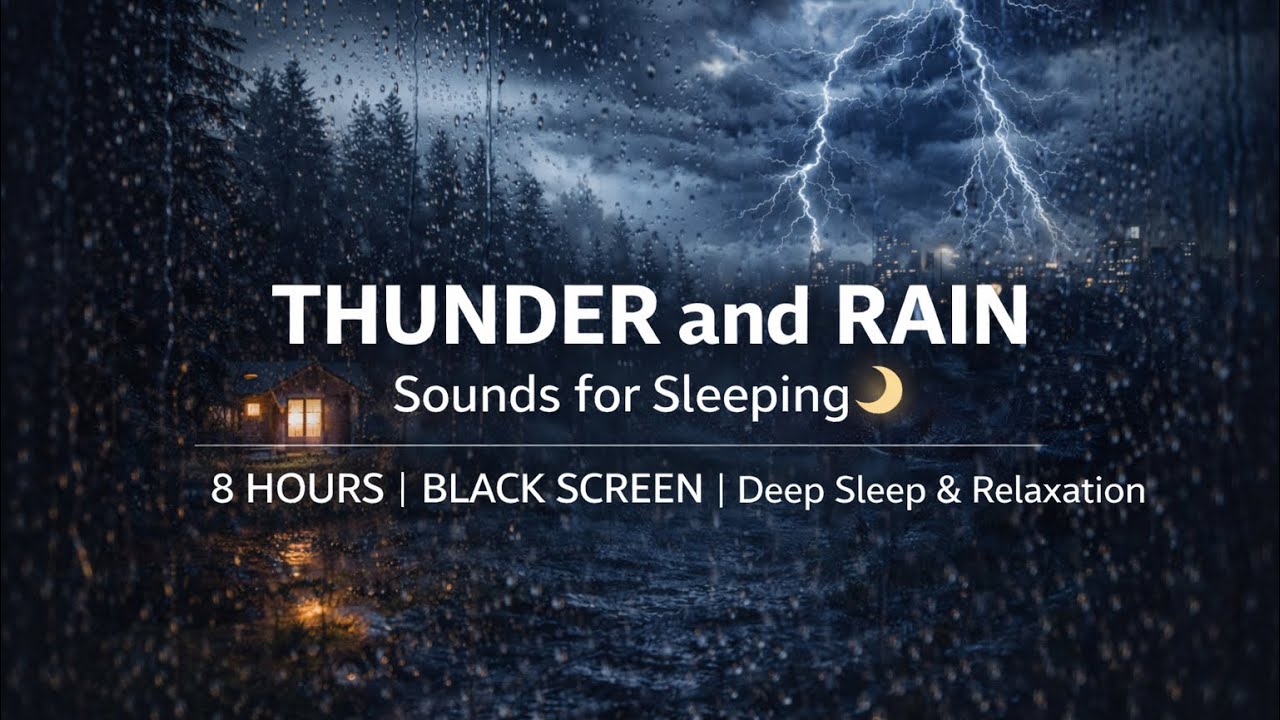 Thunder and Rain Sounds for Sleeping 8 HOURS | BLACK SCREEN | Deep Sleep & Relaxation