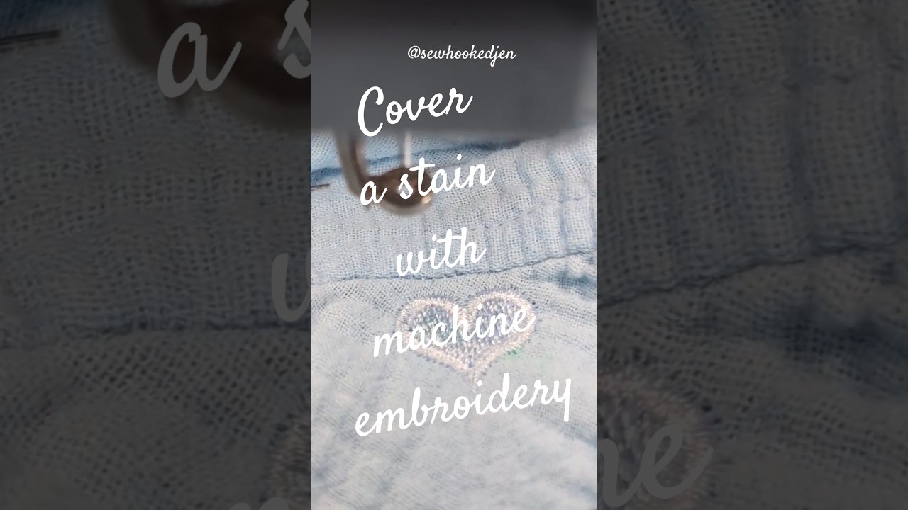Tone on tone machine embroidery to cover a paint stain