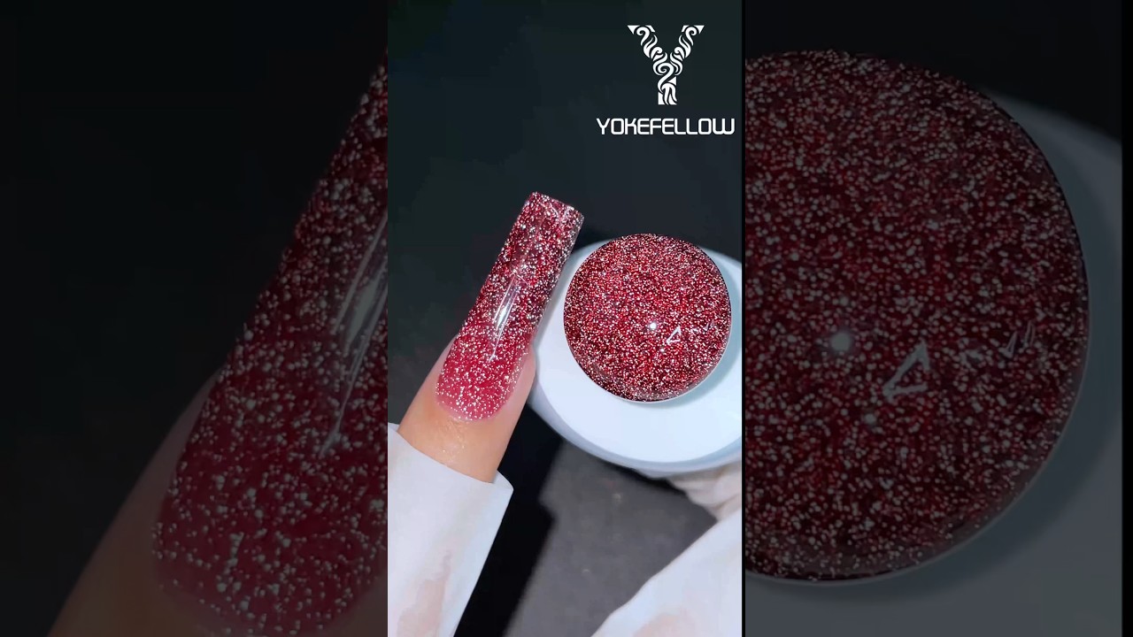 Red Glitter Extension Nails with Sandwich Dual Form Used: PF07, W555 Sandwich Dual Form #nails