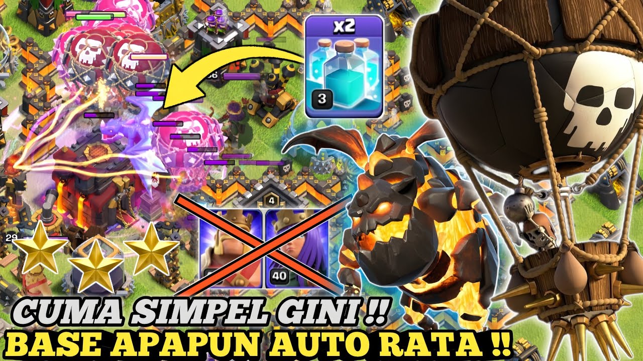 TANPA HERO!! TINGGAL TIDUR AJA RATA!! TH 10 LAVALOON+CLONE SPELL|| Clash Of Clans