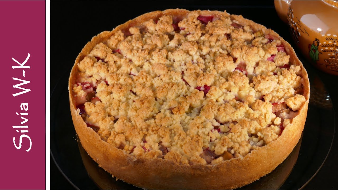 Rhabarberkuchen mit Pudding / ohne Gelatine / mit Streusel