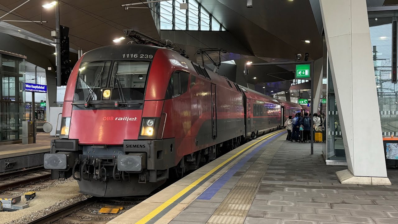 Abfahrt ÖBB RJ 858 “OS 3587 VIE-GGZ-KGV” Flughafen Wien - Villach Hbf in Wien Hbf (21.12.2025, 4K)