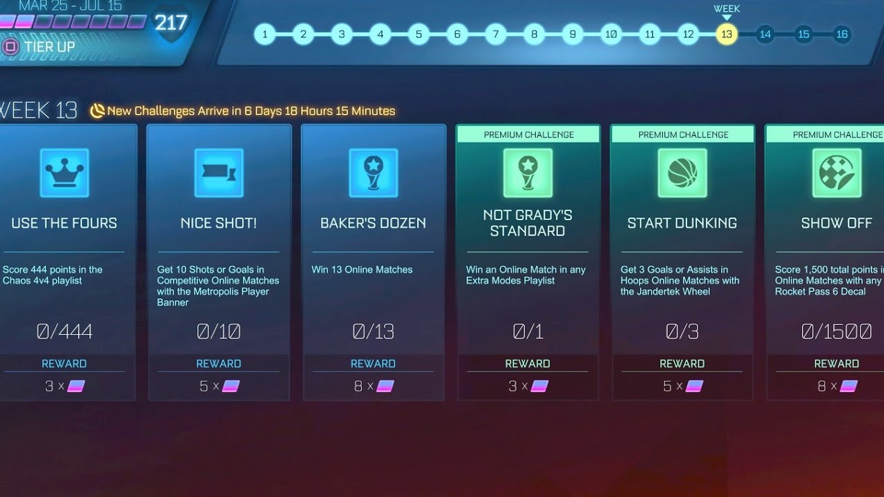 WEEK 13 CHALLENGES!! | Rocket Pass 6 | Rocket League