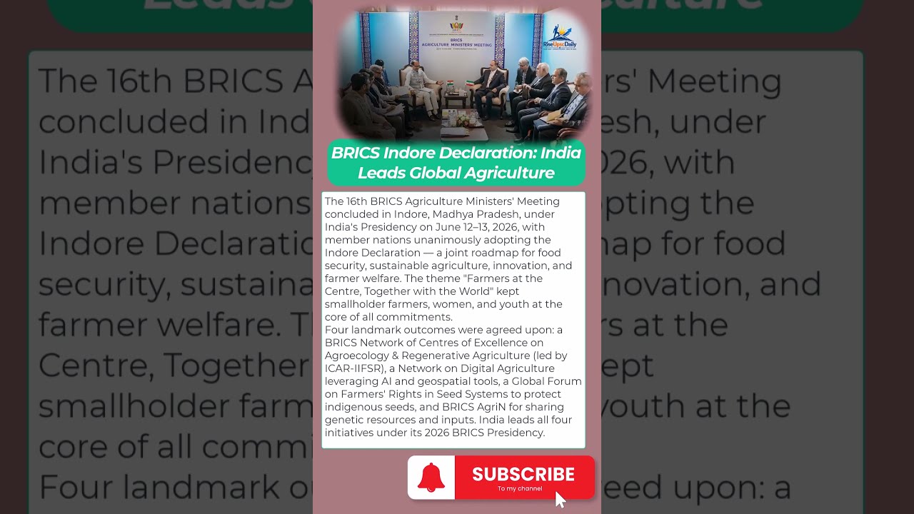 BRICS Indore Declaration 2026 Explained | India's Big Agriculture Win 🌾