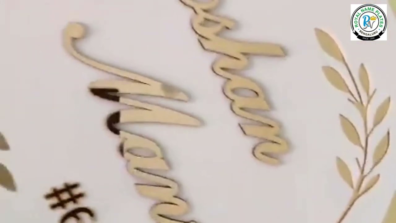 Golden Leaf Circle Acrylic Name Plate