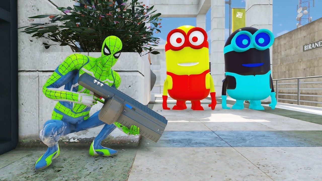 GTA 5 Epic Ragdolls RED SPIDERMAN VS RED MINION VS GREEN MINIONEuphoria Physics & Funny Fails #live