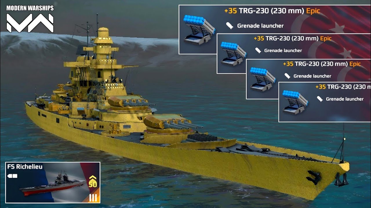 FS Richelieu With 4x TRG-230 | Insane BB And Build 🔥 Modern Warships Gameplay