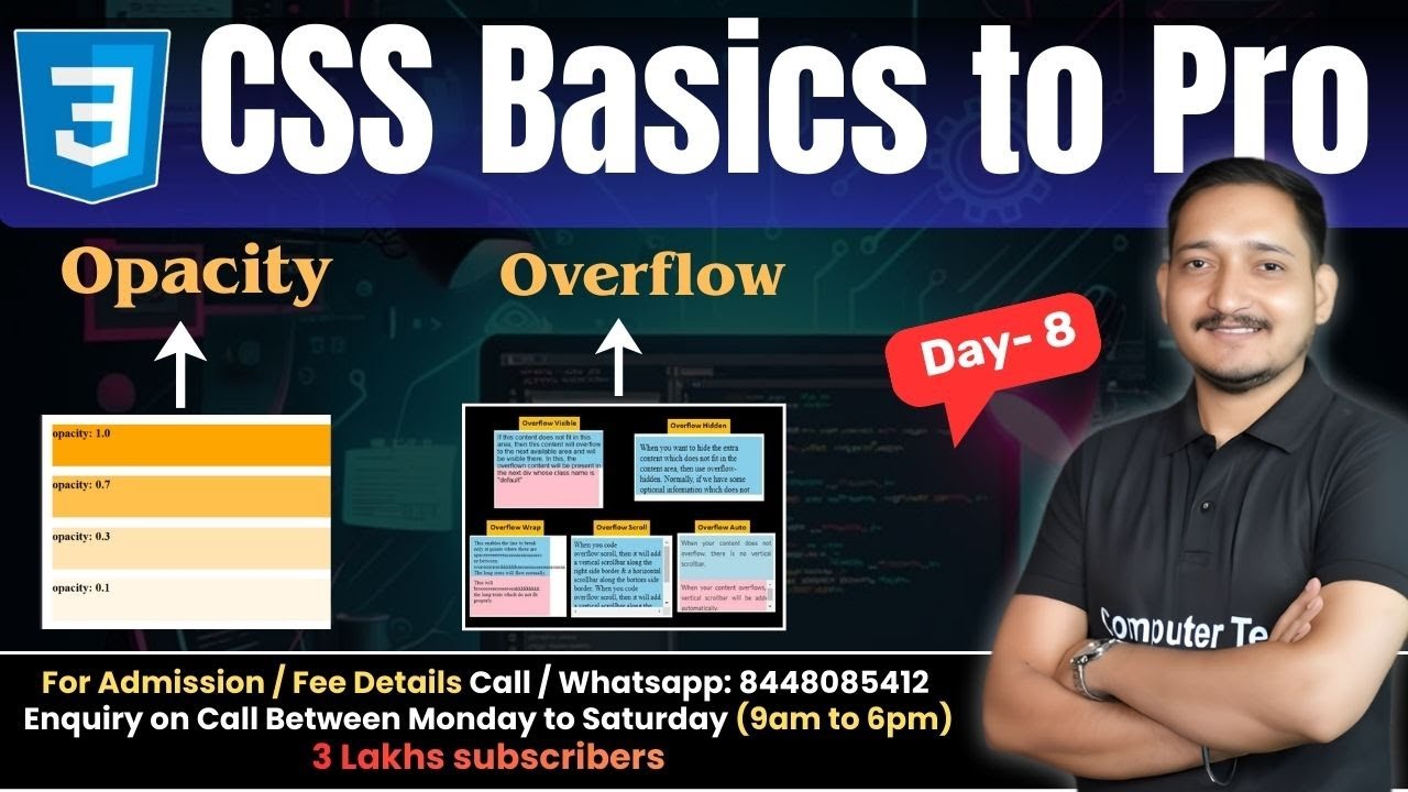 #8 Opacity & Overflow in CSS | CSS Properties Tutorial | Computer Tech Academy