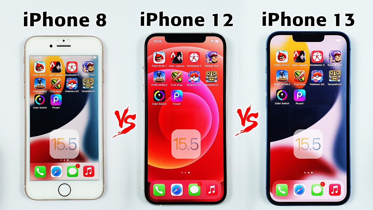 iPhone 8 vs iPhone 12 vs iPhone 13 SPEED TEST in 2022 | After iOS 15.5