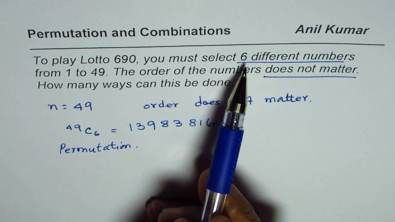 Lotto 690 or 649 Permutation Combination Example