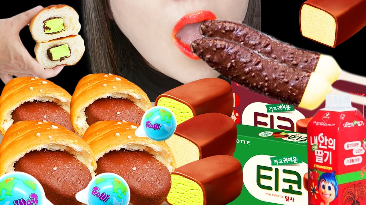 ASMR CRISPY SALT BREAD AND ICE CREAM 요즘 핫한 단짠단짠 조합 아이스크림 + 소금빵, 어울리는 조합 다 모아봤습니다 Mukbang, Eating