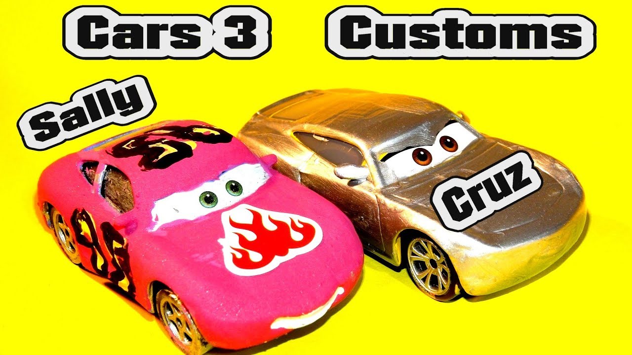 Pixar Cars 3 Custom Primer Cruz Ramirez and Sally Demolition Derby Crazy 8 Learn Colors McQueen