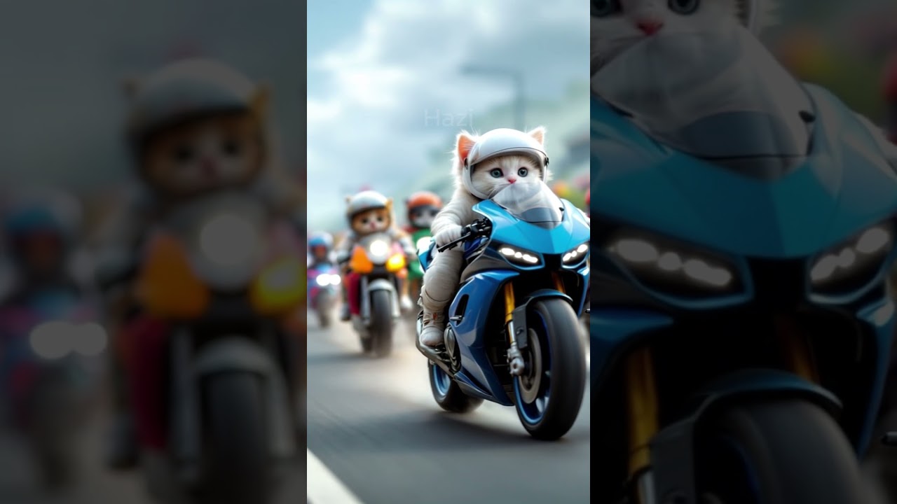 Cute Kittens Racing on Motorcycles 🏍️🐱 #shorts #kitten #catvideos #funny