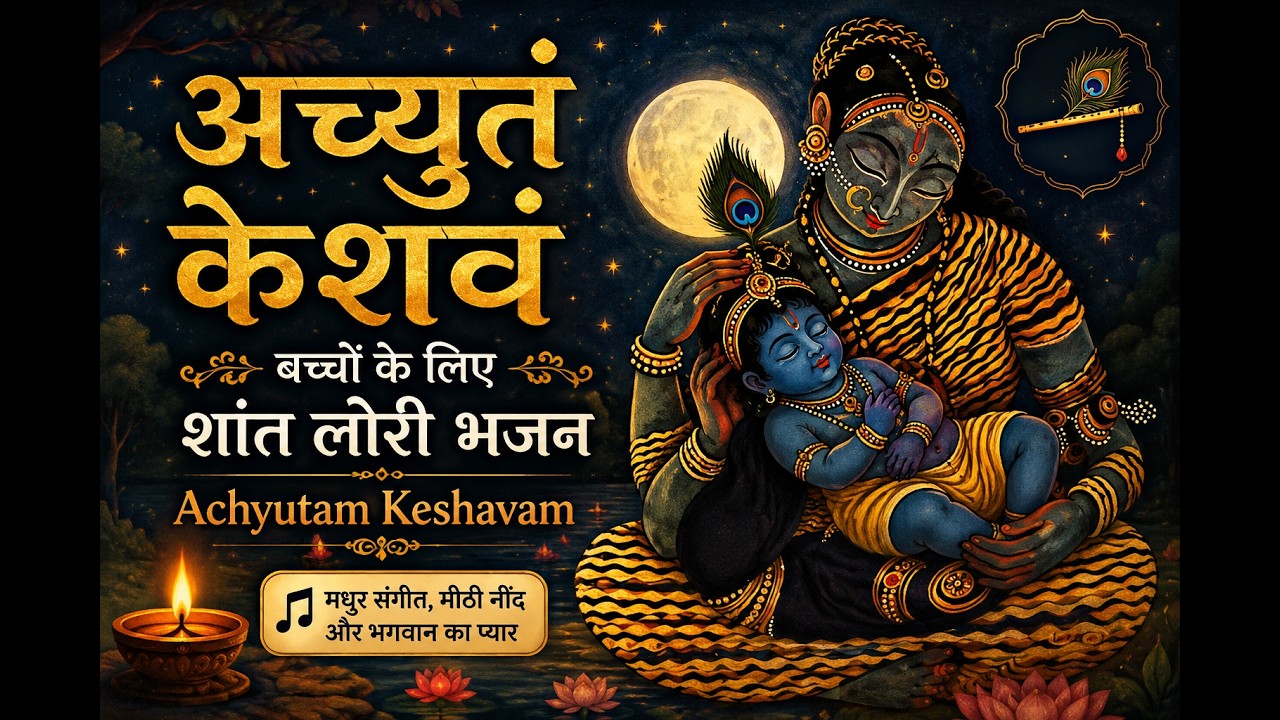 अच्युतं केशवं | बच्चों के लिए शांत लोरी भजनAchyutam Keshavam | Baby Sleep Devotional Lullaby 